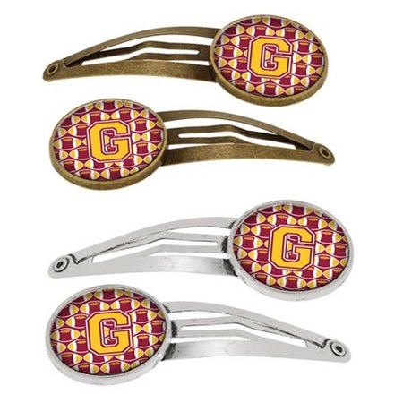 CAROLINES TREASURES Letter G Football Maroon and Gold Barrettes Hair Clips, Set of 4, 4PK CJ1081-GHCS4